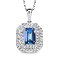 Luxoro 10K White Gold AAA Peacock Tanzanite, Diamond (I2) (0.31 cts) Pendant Necklace (20 Inches) (4.25 g) 2.00 ctw