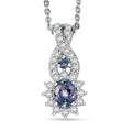 D'Joy Peacock Tanzanite and Multi Gemsotne 0.65 ctw Sunburst Pendant Necklace in Rhodium Over Sterling Silver 20 Inches - Sticky add to cart bar
