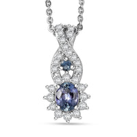 D'Joy Peacock Tanzanite and Multi Gemsotne 0.65 ctw Sunburst Pendant Necklace in Rhodium Over Sterling Silver 20 Inches