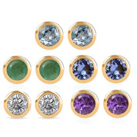 Set of 5 Poke Free Multi Gemstone Stud Earrings in 18K Vermeil YG Over Sterling Silver 2.55 ctw