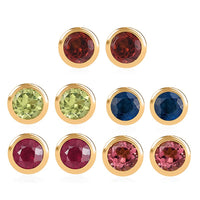 Set of 5 Poke Free Multi Gemstone Stud Earrings in 18K Vermeil YG Over Sterling Silver 3.10 ctw
