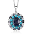 D'Joy Premium Catalina Iolite and Multi Gemstone 4.10 ctw Dynasty Bloom Pendant Necklace in Rhodium Over Sterling Silver 20 Inches - Sticky add to cart bar