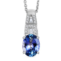 Luxoro 10K White Gold AAA Peacock Tanzanite, Diamond (I2) Pendant Necklace (20 Inches) 1.25 ctw