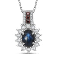 D'Joy Premium Blue Star Sapphire (DF), White and Chocolate Zircon 2.00 ctw Starfire Pendant Necklace in Rhodium Over Sterling Silver 20 Inches - Sticky add to cart bar
