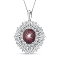 D'Joy Star Ruby, Moissanite Pendant Necklace in Rhodium Over Sterling Silver 9.65 ctw (20 Inches) - Sticky add to cart bar