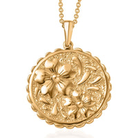 EverTrue Bronzella Collection Floral Pendant in 18K YG Plated Bronze with ION Plated YG Stainless Steel Necklace 20 Inches