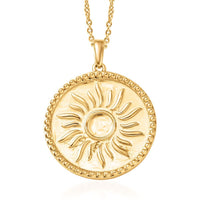 EverTrue Bronzella Collection Radiant Sun Pendant in 18K YG Plated Bronze with ION Plated YG Stainless Steel Necklace (20 Inches)