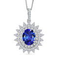 Certified AAAA Tanzanite, Lab Grown Diamond Blooming Floral Pendant Necklace in 950 Platinum 6.20 ctw (20 Inches) - Sticky add to cart bar