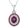 D'Joy  Indian Star Ruby, Multi Gemstone Pendant Necklace in Rhodium Over Sterling Silver 5.50 ctw (20 Inches) - Sticky add to cart bar