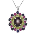 D'Joy Star Ruby, Multi Gemstone Pendant Necklace in Rhodium Over Sterling Silver 10.20 ctw (20 Inches) - Sticky add to cart bar
