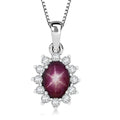 D'Joy Star Ruby, White Zircon Pendant Necklace in Rhodium Over Sterling Silver 2.00 ctw (20 Inches) - Sticky add to cart bar