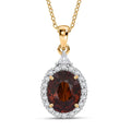 AAA Red Zircon and Luxuriant Lab Grown Diamond E-F VS 4.50 ctw Crownfire Pendant Necklace in 10K Yellow Gold 18 Inches - Sticky add to cart bar