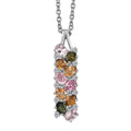 D'Joy Multi-Tourmaline, White Zircon Pendant Necklace in Rhodium Over Sterling Silver 2.10 ctw (20 Inches) - Sticky add to cart bar