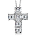 D'Joy Asscher Cut Moissanite 7.00 ctw Faithlight Pendant Necklace in Rhodium Over Sterling Silver 20 Inches - Sticky add to cart bar