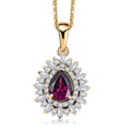 D'Joy AAA Radiant Ember Garnet, White Zircon 1.60 ctw Pendant Necklace in 18K Vermeil Yellow Gold Over Sterling Silver 20 Inches - Sticky add to cart bar