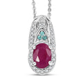 D'Joy Premium Montepuez Ruby, Paraiba Tourmaline and Diamond 1.50 ctw Aquaflame Pendant Necklace in Rhodium Over Sterling Silver 20 Inches - Sticky add to cart bar