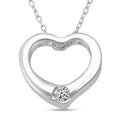 Luxuriant Lab Grown Diamond (G-H, SI ) Heart Pendant Necklace (20 Inches) in Rhodium Over Sterling Silver 0.10 ctw - Sticky add to cart bar