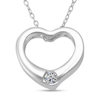 Luxuriant Lab Grown Diamond (G-H, SI ) Heart Pendant Necklace (20 Inches) in Rhodium Over Sterling Silver 0.10 ctw