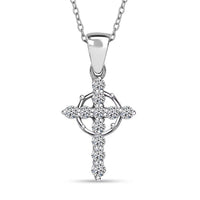 Luxuriant Lab Grown Diamond (G-H, SI) Cross Pendant Necklace (20 Inches) in Rhodium Over Sterling Silver 0.50 ctw