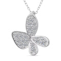 Luxuriant Lab Grown Diamond G-H SI 0.40 ctw Butterfly Pendant Necklace in Rhodium Over Sterling Silver 20 Inches - Sticky add to cart bar