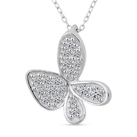Luxuriant Lab Grown Diamond G-H SI 0.40 ctw Butterfly Pendant Necklace in Rhodium Over Sterling Silver 20 Inches