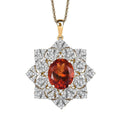 D'Joy Premium Red Citrine and White Zircon 5.30 ctw Royal Fire Blossom Pendant Necklace in 18K Vermeil Yellow Gold Over Sterling Silver 20 Inches - Sticky add to cart bar