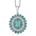 D'Joy Premium Grandidierite and Moissanite 3.90 ctw Celestial Bloom Pendant Necklace in Rhodium Over Sterling Silver 20 Inches - Sticky add to cart bar