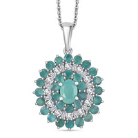 D'Joy Premium Grandidierite and Moissanite 3.90 ctw Celestial Bloom Pendant Necklace in Rhodium Over Sterling Silver 20 Inches