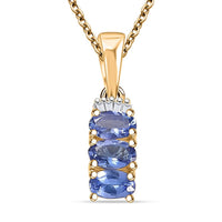 D'Joy Premium Tanzanite, Diamond Trinity Ballerina Pendant in Rhodium Over Sterling Silver with Stainless Steel Necklace (20 Inches) 0.70 ctw