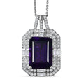 Doorbuster D'Joy AAA Lusaka Amethyst, Moissanite Crowned Oracle Pendant Necklace (20 Inches) in Rhodium Over Sterling Silver 8.45 ctw - Sticky add to cart bar