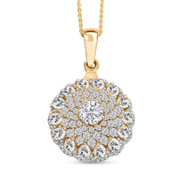 D'Joy Moissanite (Rnd 6mm) Pendant Necklace (20 Inches) in Rhodium Over Sterling Silver 4.40 ctw