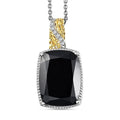 EverTrue Thai Black Spinel and White Zircon 21 ctw Leafwork Pendant in Platinum Bond with Stainless Steel Necklace 20 Inches - Sticky add to cart bar