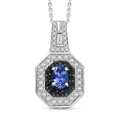 D'Joy AAA Tanzanite, Multi Gemstone Halo Pendant Necklace in Rhodium Over Sterling Silver 1.30 ctw  (20 Inches) - Sticky add to cart bar