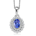D'Joy AAA Tanzanite, Diamond Pendant Necklace in Rhodium Over Sterling Silver 1.10 ctw (20 Inches) - Sticky add to cart bar