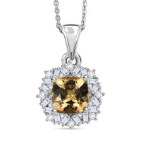 D'Joy Marialite, Moissanite Art Deco Pendant Necklace in Rhodium Over Sterling Silver 1.75 ctw (20 Inches)