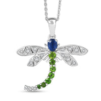 GP Trionfo Collection Kashmir Kyanite, Multi Gemstone Pendant Necklace in Rhodium Over Sterling Silver 0.70 ctw (20 Inches) (Del. in 7-10 Days)