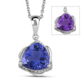 EverTrue Color Change Fluorite (IR) and Moissanite 7.60 ctw Pendant in Platinum Bond with Stainless Steel Necklace (20 Inches) - Sticky add to cart bar