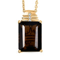 EverTrue Smoky Quartz, White Zircon Pendant in 18K YG Plated with ION Plated YG Stainless Steel Necklace (20 Inches) 11.75 ctw - Sticky add to cart bar