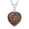 Luxuriant Lab Grown Red Diamond (IR) 1.00 ctw Heart Scarlet Promise Pendant Necklace 20 Inches in Rhodium Over Sterling Silver - Sticky add to cart bar