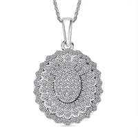 Luxuriant Lab Grown Diamond Bloom Pendant Necklace in Rhodium Over Sterling Silver 1.00 ctw (20 Inches)