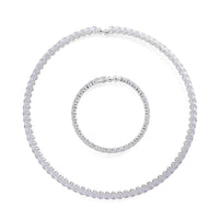 Epic Deal 2 Piece Set Simulated Diamond Chocker Necklace (17.0 Inches) and Bracelet (7.5In) in Silvertone 70.00 ctw