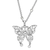 GP Celestial Dream Collection Polki Diamond Butterfly Pendant Necklace in Platinum Over Sterling Silver 3.50 ctw (20 Inches)