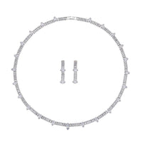 Simulated Diamond Necklace (20 INches) and Earrings in Silvertone