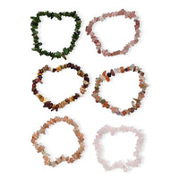 Set of 6 Multi Gemstone 491.90 ctw Chips Stretch Bracelet