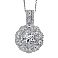 Luxuriant Lab Grown Diamond G-H SI 2.50 ctw Blossom Glow Pendant Necklace in Rhodium Over Sterling Silver 20 Inches