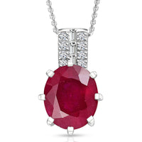 D'Joy Niassa Ruby (FF), Moissanite Pendant Necklace (20 Inches) in Rhodium Over Sterling Silver 8.00 ctw