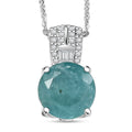 D'Joy Premium Grandidierite, White Zircon Pendant Necklace (20 Inches) in Rhodium Over Sterling Silver 3.00 ctw - Sticky add to cart bar