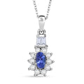 D'Joy AAA Tanzanite, Moissanite Starburst Pendant Necklace in Rhodium Over Sterling Silver 0.60 ctw (20 Inches) - Sticky add to cart bar