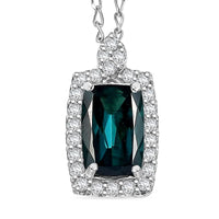 Certified & Appraised Rhapsody AAAA Monte Belo Indicolite and E-F VS Diamond 2.00 ctw Pendant Necklace in 950 Platinum 20 Inches