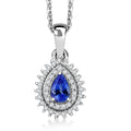 D'Joy AAA Tanzanite, White Zircon Drop Pendant Necklace in Rhodium Over Sterling Silver 0.80 ctw (20 Inches) - Sticky add to cart bar